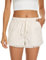 HVEPUO - Pantaloni corti, da donna, in cotone, lino, con elastico, F-kaki., S