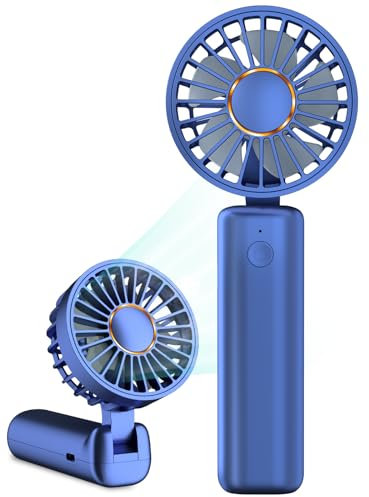 Hssio Mini ventilateur portable, petit ventilateur de bureau réglable à 180°, 16 heures de temps de fonctionnement, 6 vitesses, écran LCD, ventilateur à piles de 4000 mAh, rechargeable par USB, pour