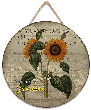 WSDESDEC Sunflower You are My Sunshine Holzschild You are My Sunshine, rundes Schild, Wandbehang, Holzschild für Waschküche, Badezimmer, Geschenke für Freunde, Familie, 30,5 x 30,5 cm, rund