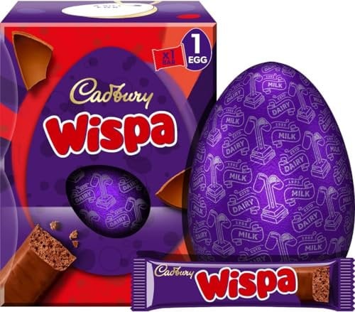Cadbury Wispa Chocolate Easter Egg, Includes 1 Large Egg and 1 Chocolate Bar, 182.5 g (Pack of 1)