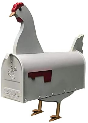 ICOSAR Briefkasten Einzigartiger Huhn Kuh Pferd Briefkasten Metall Wandmontage Briefkasten Wetterfest Bauernhof Tier Briefkästen Außenbereich Gartendekoration Handwerk (Farbe: Henne, Größe: 1)