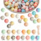 Glorlliant 100 Pièces 15mm Silicone Perles Rondes Kit Bricolage Artisanat Fournitures pour Porte Clés Collier Bracelet de Bijoux