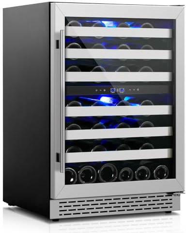 WINEBOSS 24 Inch Wine Refrigerator 46 Bottles Dual Zone Built in Under Counter Mini Freestanding Wine Cellars with Upgraded Compressor, Tempered Glass Door Lock,