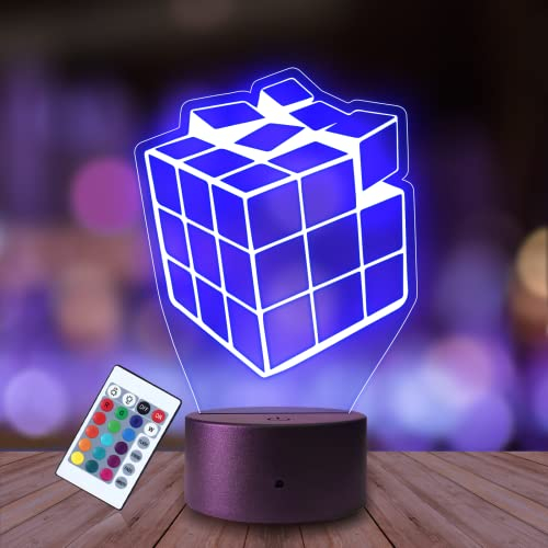 Plexido Nachtlicht MEM Troll Gesicht TrollFace Illusion Lampe 3D Nachttischlampe Geschenk für Kinder Personalisiert Graveur Weltraum Kinderzimmer LED Licht Fernbedienung 16 Farbwechsel Wohnzimmer