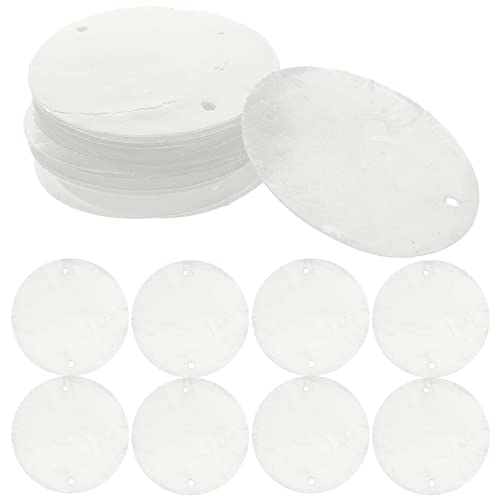 Cabilock 100 StüCk Runde Muscheln 5 cm, DIY Basteln Perlmutt Scheibens, WeißE Capizscheibens FüR Windspiele, TüRvorhäNge, Lampenschirme, Dekoration