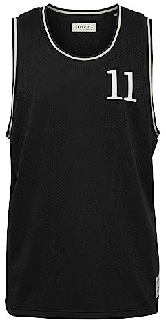 11 Project PRZayden Herren Tank Top mit Print Basketball Trikot Hochwertige Mesh-Qualität mit Patch, Größe:L, Farbe:True Black (194008)