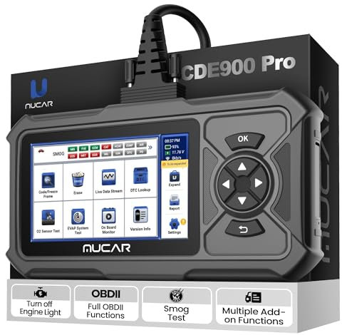 MUCAR CDE900 PRO Universal OBD2 Code Reader, Car Diagnostic Tool with 5 Add-on Software Package to Get Full System Diagnostic + ECU Coding + Active Test + 28 Reset, Free 10 OBDII Function OBD2 Scanner