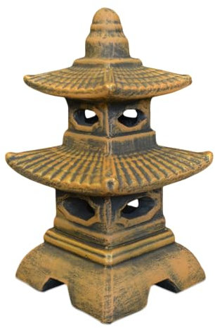 gartendekoparadies.de Pagoda giapponese con otto finestre esclusiva lanterna in pietra H 40 cm 11 kg oro resistente al gelo in gres per esterni
