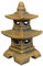 gartendekoparadies.de Japanische Pagode mit acht Fenstern exklusiv Steinlaterne, H. 40 cm, 11 kg, Gold, frostsicher aus Steinguss für Außenbereich