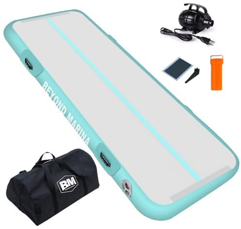 BEYOND MARINA Air Gymnastics Tumble Track 4 inches Thickness Inflatable Tumbling 10ft/13ft/16ft Air Mats for Home Use Training/Cheerleading/Yoga/Water with Electric Pump, 13ftx3.3ft Green