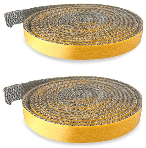5 meter Kamin Dichtband, Selbstklebend Dichtband, Hochhitzebeständiges Dichtungsband, für Kaminofen Ofendichtschnur, Kamintür, Smoker, Feuerfestes, Kamine Rohrdichtung(2mm*10/15mm)