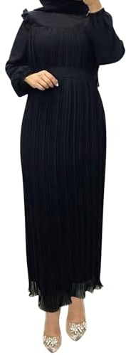 Generic Damen Abaya Kleid Islamischer Naher Osten Dubai Damen-Kleid im muslimischen Stil, einfarbig, hoher Kragen, lockeres Freizeitkleid mit Gürtel