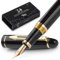 Wordsworth & Black Majesti Füllfederhalter (Schwarzgold) Feine Feder Tintenpatronen, Nachfüllbarer Tintenkonverter Kalligraphie Füllfederhalter Bestes Business Geschenk Set für Männer & Frauen