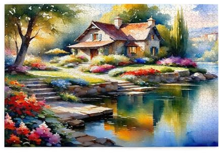 Architectural Landscape Jigsaw Puzzles For Adults 4000 Piece Tranquil Lakeside Retreat Picture Jigsaws 4000 Pieces For Adults Gifts
