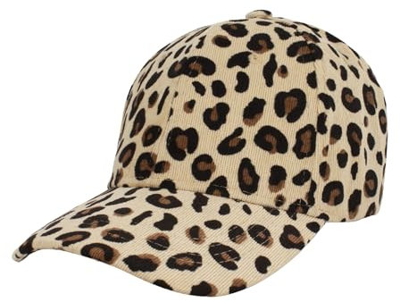 Meliyya Cord Baseball Cap Leopardenmuster Baseballkappe Schildkappe Herren Damen Einheitsgröße Verstellbar, Beige