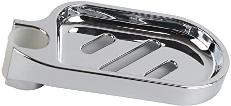 Yctze Porte-Savon Réglable en ABS pour Tringle de Douche, Gadget de Salle de Bain Pratique, Conception Suspendue en Acier chromé, Convient aux Rails de 22 Mm et 25 Mm