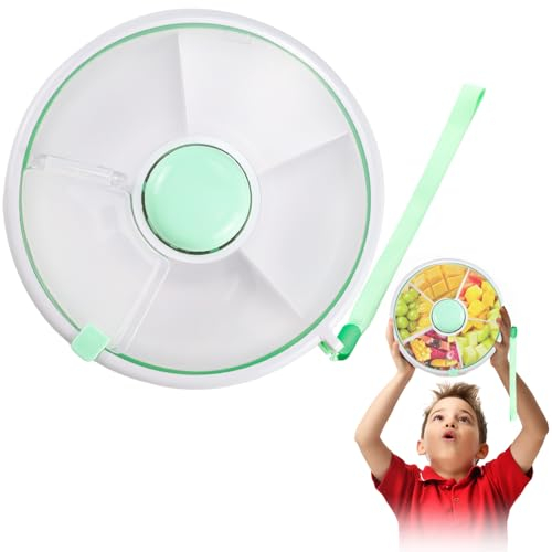 Aohcae Snack Spinner, Rotierende Aufbewahrung Snackbox mit Fächern Snack Box mit Deckel für Partynüsse, Trockene Gewürze, Süßigkeiten, Nüsse, Obst, Gemüse