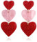 Red Pink Heart Earrings,Acrylic Cute Triple Long love Dangle Drop Earrings for Women Girls Birthday Christmas Presents