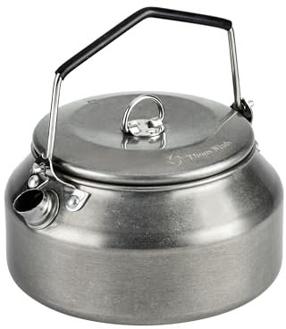 Thous Winds 1L Camping Kettle, Portable Camp Tea Coffee Pot, Lightweight Stainless Steel Teapot, Fast Heating Boiling Water, for Outdoor Campfire Hiking Camping Picnic