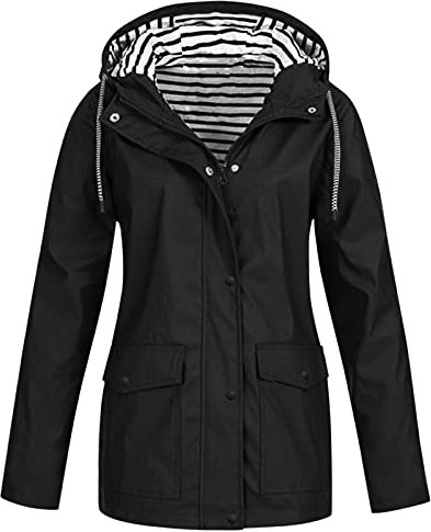 Vestes imperméables et coupe-vent à capuche pour femme - Grande taille - Style décontracté et léger - Vestes matelassées - Veste anorak en softshell - Veste d'extérieur