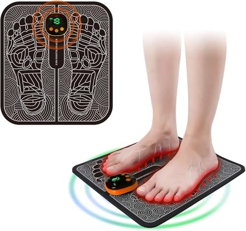 Queath EMS Fußmassagegerät,8 Modi und 19 Intensitäten(Charging Type),Faltbares und Tragbares Elektrisches Fußmassagegerät zur Durchblutungs-und Muskelschmerzlinderung,Fußmassagegerät Elektrisch