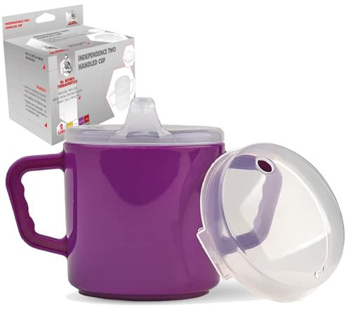 Compact 240ml Adult Sippy Cup with Dual Handles - Ideal for Limited Mobility, Handicapped, and Elderly Care - Assistive Sip Cups Cups for Elderly Care Drinking Mug/Drinking Cup/Non Spill Cup (Purple)