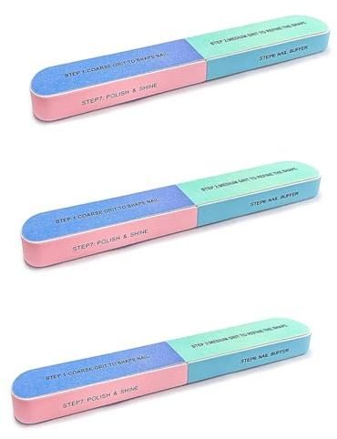 CHAOMAO 7 Way Nail File and Buffer, Pack of 3, Colour-Coded Nail Buffer Blocks for Natural Nails, Shaping, Smoothing, Buffing and Polishing