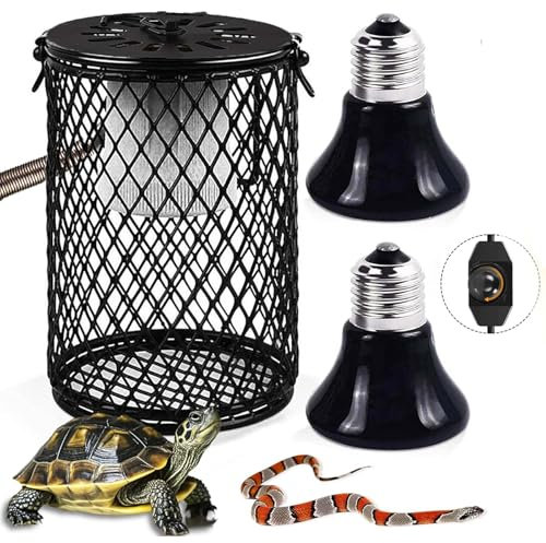 Sunshine smile Wärmelampe Schildkröten,Wärmelampe Terrarium 75w,Reptilien Wärmelampen mit Schutzkorb,Terrarium Lampe,Schildkröten Lampe,Lampe Dimmbar für Schildkröten,Hänge Wärmelampe Reptilien