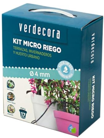 Verdecora Kit de Riego por Goteo para Huerto Urbano y Macetas | Sistema Completo de Riego Automático | Fácil Instalación y Ahorro de Agua | Ideal para Jardines, Terrazas y Balcones