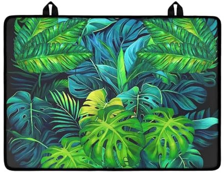 Poceacles Herdabdeckung, Glas, Herdplatte, hitzebeständig, rutschfest, verhindert Kratzer, Kochfeldmatte für Küchentheke, tropisches Monstera-Blatt
