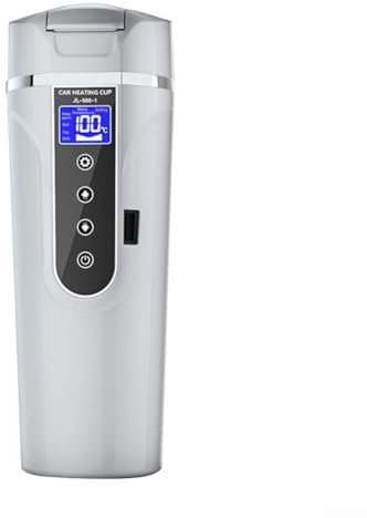 Hervidor eléctrico de viaje, Hervidor de agua eléctrica para coche Taza de agua calentada con pantalla LCD, Control de temperatura Taza de té portátil de café (blanco)