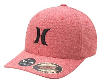 Hurley Berretto da baseball da uomo, leggero, curvo, con visiera H2O Dri, berretto aderente da uomo, Rosso (Nero), Large-X-Large