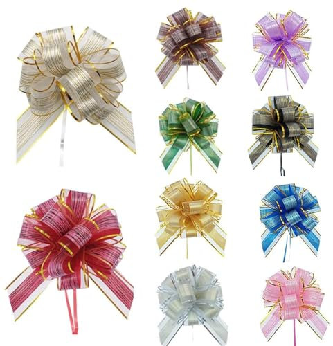 ZHjuju Große Geschenkschleife,10 Stück Ziehschleife Geschenk Schleife Große Geschenk Schleife mit Geschenkband für Basteln Verpacken Hochzeit Geburtstag Geschenkverpackung,Geschenktüten,Geschenkkörbe