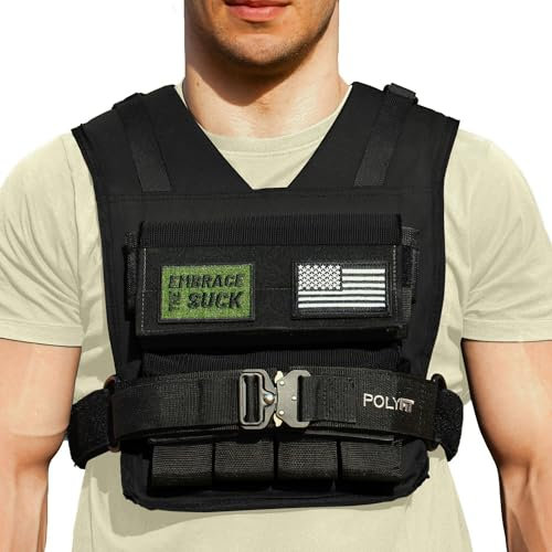 Adjustable Weighted Vest for Men and Women - Weight Vest with Iron Weights - BLACK - 20KG