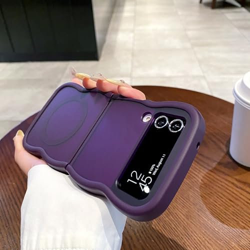 UEEBAI Custodia magnetica per Samsung Galaxy Z Flip 3/Z Flip 4 5G, in silicone opaco traslucido, con ricarica wireless, resistente agli urti, antigraffio, cover morbida, colore: viola