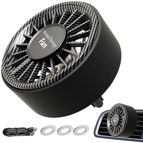 Zunetsutock Portable Car AC Fan - Cooling Fan with Lights and Aromatherapy | USB Powered Cooler for RV Truck Van Home Travel Outdoor Use Seven-Color Gradient Light