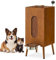 LEMROE Pet Feeding Stabtion with Storage, Dog Wooden Food Storage Container with Raised Dog Bowls, Modern Feeder for Cats Dogs, Food and Water (10L -Wooden)