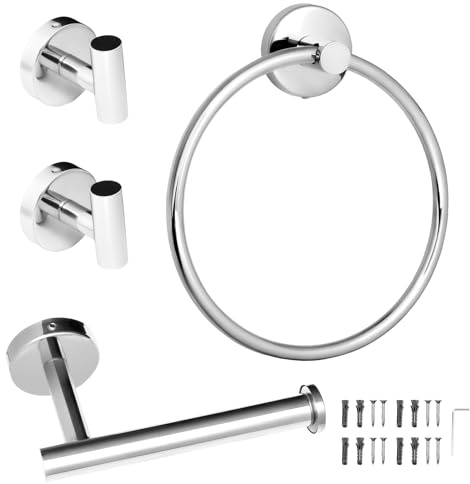 Polished Chrome Towel Rail Holder - 4 Pack Bathroom Sets 12-0404