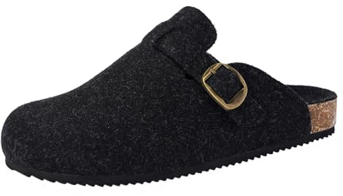 Dokela Hausschuhe Damen Herren Winter Clogs Warm Gefüttert | Filz Pantoffeln,Kork Fußbet,Mules,Warm,bequemes,rutschfest,schlappen,Filzclog,für Haus und Garten