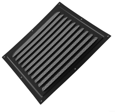 Besttoolifes Rejilla de ventilación cuadrada 25X25cm Ventilación de aire con rejilla de malla de insectos de acero inoxidable para pared techo HVAC sistema flujo de aire negro (1 unidad)