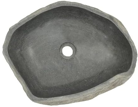 Naturstein Waschbecken Oval: Waschschale Flussstein (45-53) x(34-41) cm - Aufsatzwaschbecken Waschtisch Handwaschbecken Bad Waschplatz Badezimmer