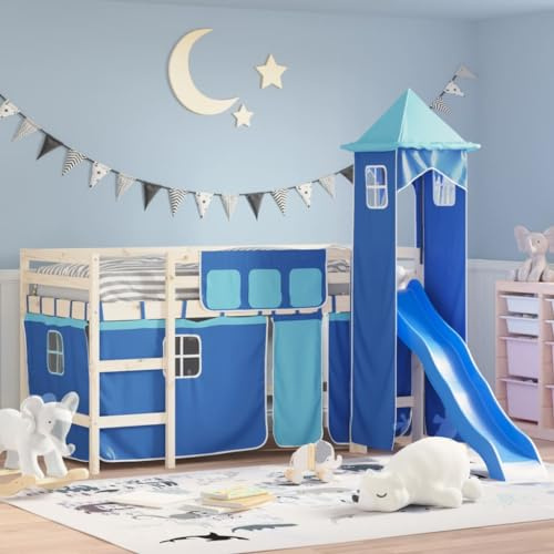 INLIFE Vorhänge für Hochbett mit Turm Blau Polyester,Möbel,Betten & Zubehör,Bett- & Bettrahmenzubehör,Blau,3.31 KG,835923