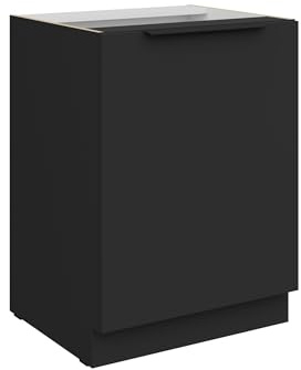 Kuechen-preisbombe Küchen Unterschrank 60 cm Küche ARIA Schwarz Ultra matt + Schwarz matt, hochwertige Fronten mit Anti Fingerprint Beschichtung Küchenzeile Küchenblock