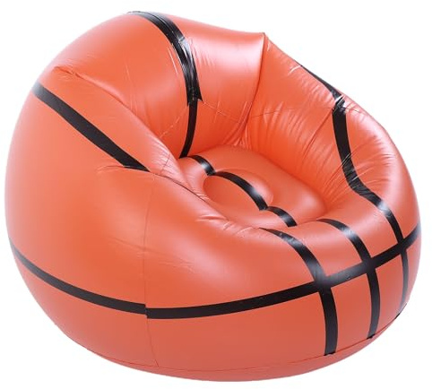 SUPYINI Tragbare Aufblasbare Couch, Aufblasbarer Basketball-Sessel mit Vollständiger Rückenlehne, Orangefarbene Fußball-Couch für Spaß, Wohnzimmer, Schlafzimmer