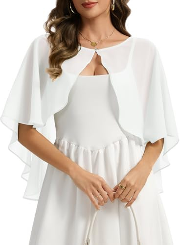 Bbonlinedress Chiffon Bolero Damen Cape elegant Schultertuch Leicht Capelets Überwurf für Hochzeit Umhänge Tücher für Kleider
