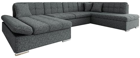 Mirjan24 Ecksofa Bergen Design Eckcouch mit Schlaffunktion und Bettkasten, Regulierbare Armlehnen, U-Form Sofa vom Hersteller, Wohnlandschaft (Bella 20, Ecksofa: Links)