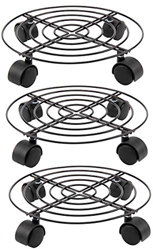 MultiWare Plant Pot Round Wheels 3 * 11 Mover Trolley Caddy Garden Plate Metal Stand
