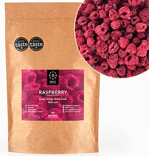 BRIX Lampone Liofilizzato | 100% Lamponi Interi Essiccati Naturali 85g | Frutta Essiccata | Non-OGM, Senza Glutine, Vegano e Vitamine Preservate
