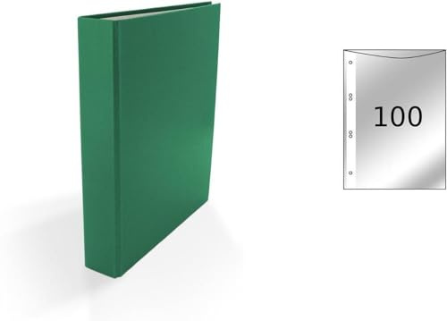Ringbuch / DIN A5 / 4-Ring Ordner / Farbe: grün + 100 Prospekthüllen