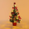 Mrinb 45CM Small Christmas Tree with Lights,Mini Desktop Decoration Tree with Star Tree Topper, Balls, Bows, Pine Cones for Home Office Shopping Bar Christmas Decorations(Red)